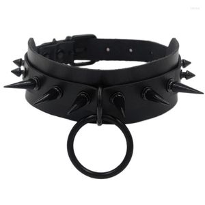 Bälteshalsband för kvinnor harajuku punk dubbel pu läder svart peg krage halsband choker klubb nit goth bälte