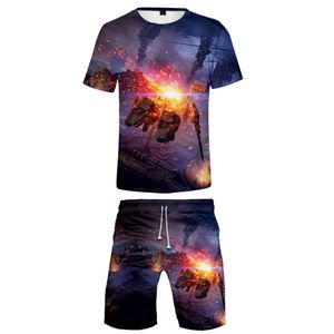 Męskie dresy opancerzone rdzeń vi pożary rubicon wydrukowane nowatorskie zestawy okręgowe topy graficzne krótkie koszulki z krótkim rękawem streetwear pop Hip Hop Tshirt 230511