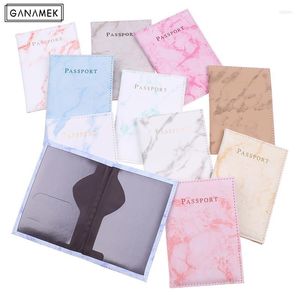 Storage Bags Fashion Women Men Passport Cover PU Leather Marble Travel Holder Ticket Document Business Credit ID Cards Wallet