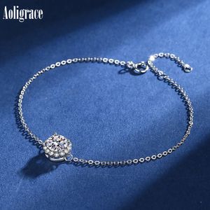 Aoligrace eleganta armband för kvinnor S925 silver med 18k vitt guldpläterat 1 karat blommor moissanitgåvor till mors dag