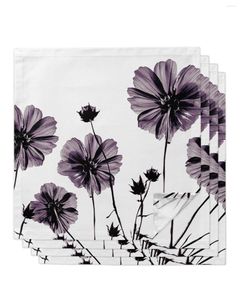 Table Napkin 4pcs Purple Art Flower Square Napkins 50x50cm Party Wedding Decoration Cloth Kitchen Dinner Serving