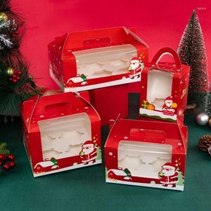 Gift Wrap 10pcs Marry Christmas Kraft Cupcake Box Handle Cookies Package Santa Claus Cute Kids Holiday Happy Year Party Favor