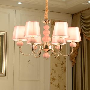 Lâmpadas pendentes Lâmpada Européia de Cristal Princesa Rosa Crianças Românticas Casamentos Led Led Led Led Leding Guest Hóspede Chandelier