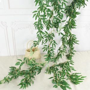 Dekorativa blommor 174 cm Silk Artificial Ivy Rattan lämnar Garland Green Wall Hanging Vine Fake Plant Home Wedding Party Decor Christmas Diy