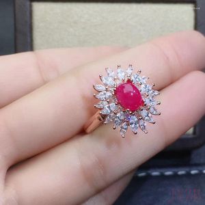 Cluster Rings Natural Ruby Ring Romantic Style Exquisite Jewelry For Valentine's Day Gift Selection 5x7mm