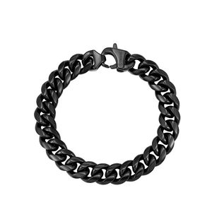 INS Black Cuban Bracelet Hip Hop Street Boys' Jewelry Matte/Bright Face Double Sided Charm Accessories