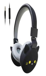 Headset Cool Black Cat Headphones Kids Gaming Wired Headphone Travel Music Stereo Headset Earphones For Computer Mobile Telefon Mp33366126