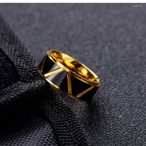 Cluster Rings Cross-Border Wish Supply Black Gold Charm Trendy Men's Ring Titanium Steel