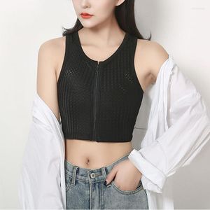 Women's Shapers Women Tomboy Oddychający bawełniany elastyczne kolory opaski klatki piersiowej Tank Top zamek błyskawiczny płaski piersi lesbian stanik s-6xl