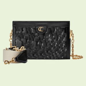 Handbag, crossbody shoulder bag, Boston bag, made of genuine leather material with gold chain embossed design and a high-quality classic style with a sandwich