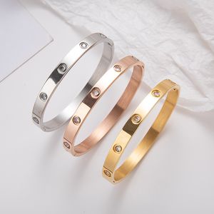 Classic Chain Bracelet A Clover Bracelets Men Love Bangle Jewelry Woman With Rose Gold Plated Sier Titanium Steel Zircon 6Mm Width Cuff Bangles For Women D 309367 s s