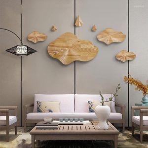 Wall Stickers Chinese Wooden Cloud Raindrop Hanging Mural Crafts Decoration Restaurant 3D Sticker El Home Ornaments Art