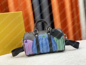 Keepall XS Graffiti mini Borsa da viaggio Yayoi Kusama BANDOULIERE 25 Borsa a mano Chiusura con zip Targhetta rimovibile Designer Crossbody For Women