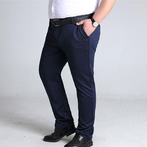 Мужские брюки Мужские брюки работают серый черный темно -синий упругой прямой бизнес 140 кг офисная одежда