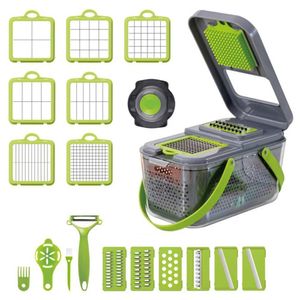 Utensili per frutta e verdura 22 in 1 Tagliaverdure multifunzionale Accessori per la cucina Gadget Utensili per affettare verdure per la casa Frutta Aglio Carota Patata 230511