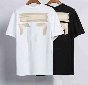 T-shirts från mäns t-shirts offs vit oregelbunden pil sommarfinger lös casual kort ärm t-shirt för män och kvinnor tryckta