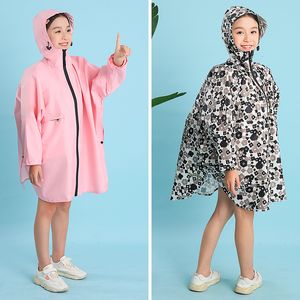 Rain Gear Fashion Long Sleeved Long Primary School Students Backpack Raincoat Outdoor Children Baby Middle And big Boys And Girls Rain 230511