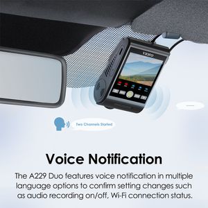 A229 Duo Dash Cam Front och Bakifrån kamera 2K+2K med Wi-Fi och GPS Logger Car DVR Voice Notification Sony Sensor