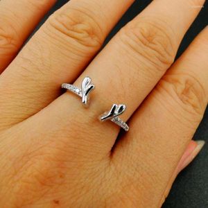 Klusterringar av hög kvalitet verklig solid 925 Sterling Silver Dainty Ring CZ Engagement Wedding for Women's Gift