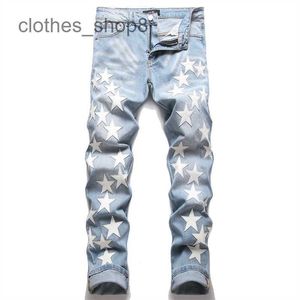 Tasarımcı kot erkek jean amirres denim mens pantolon yeni ince fit elastik kot pantolon pentagram kedinin bıyık deliği kırılan moda wx5v