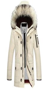 Kış Ceket Erkekler Rakun Kürk Kapşonlu Beyaz Aşağı Paltolar Sıcak Parka Windbreaker Dış Giyim Ceket Bej Siyah Turuncu Çoklu Pockets3753173