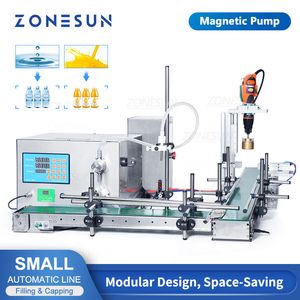 ZONESUN Automatic Filling and Capping Machine Assembly Bottle Jar Water Juice Packaging Production Line Small Workshop ZS-MPXG1