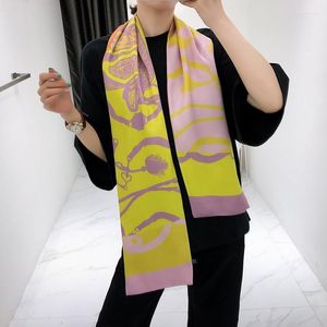 Scarves High Quality Woman Scarf Silk String Paisley Double-deck Ribbon Narrow Kerchief Hijab Headwear 160 20cm