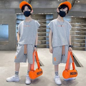 SetsSuits Summer Boys Clothing Sets Children Short Sleeve T Shirt Pants Set Two Pieces Sport Suit Kids Baby Boy Clothes 8 10 12 Yrs 230510