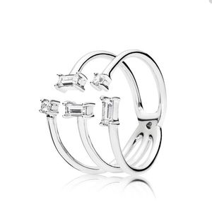 Anel aberto de diamante Crystal para Pandora autêntica Sterling Silver Party Jewelry Designer Rings For Women Sisters Gift Luxury Ring com caixa original por atacado