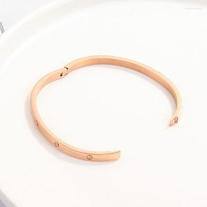 Bangle Rose Gold Zircon Ewelry Bracelet Personality Simple Fashion For Women Charm Jewelry Festival Gift 2023