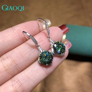 Dangle Chandelier GIAOQI Original 24K White Gold plated Total 6 ct Brilliant Cut Blue Green Diamond Drop Earrings Model Jewelry 230511