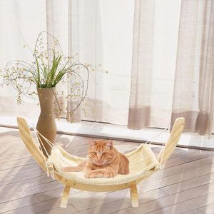 マットソフトハンギングキャットチェアツリーハンモックベッドウィンドウキャットケージハンモック洗えるペット猫キティ木製ベッド夏の冬のマットおもちゃベッド