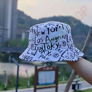 Men's and Women's Designers Luxurious Double Sided Wearing Graffiti High Quality Craft Summer Sunshade Hat Unisex