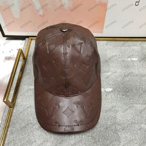 Women Leather Caps Flower Embossed Mens Designers Baseball Hat Luxury fitted Sunhats Woman V casquette Hats