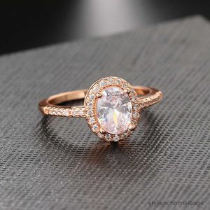 Полоса Rings Crystal свадебное обручальное кольцо для женщин Розовое золото Цвет Овальный Moissanite Обещание брак невесты подарки в подарки OHR078