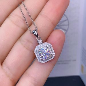 Charm 2ct Moissanite Pendant Real White Gold Filled Wedding Pendants Necklace For Women Bridal Party Choker Jewelry Gift