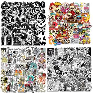 50PCS Halloween Horror Theme Stickers Gothic Punk Graffiti Sticker 4 Models Skull Bone Mushroom Demon Decals Waterproof Laptop Patches Decals Decoration