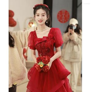 Skirts Toast Dresses 2023 Summer Bride Luxury And Atmosphere Wedding Engagement Banquet Female Red Dress