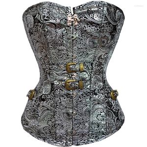 Women's Shapers Women Overbust Punk Sexy Corset Silver Steampunk Retro Gothic Bustiers Korse Body Modeling Corsage Mujer Vintage Top S-2XL