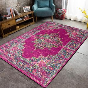 Carpets Fashion Retro Rose Purple Geometric Persian Ethnic Style Kitchen Living Room Bedroom Bedside Carpet Floor Mat Customization 230511