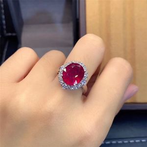 Solitaire Ring Real 925 Silver Gemstone Ring for Engagement Natural Ruby Solid Romantic Gift Girl 230511