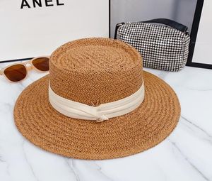 lettera classica cappello di paglia femminile estate protezione solare visiera cappello flat top Inghilterra piccoli cappelli a cilindro freschi viaggi vacanza mare berretto da spiaggia