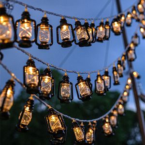 7m 50 LED Black Lantern Solar String Lights Mini Kerogen Lamp för inomhus utomhus uteplats trädgård semester hem bröllop fest julgran nyår (varm vit)