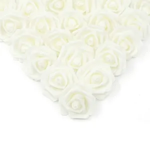 Fiori decorativi 100 pezzi Capolini di rose artificiali Rose finte in schiuma dall'aspetto reale per tavoli da festa per baby shower fai da te per la casa