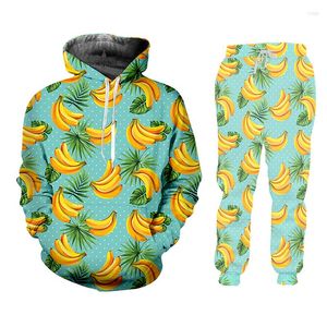 Men's Tracksuits 2023 Fashion Banana Pattern 3D Digital Printing Two Piece Pant Set Men/women Customizable Tracksuit Sports Oversize Suit