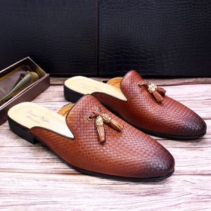 Orijinal Mavi Marka Düz Yarım Elbise Deri Erkekler Kahverengi Katırlar Siyah Gündelik Ayakkabı Erkek Moda Mocassin Homme Chaussure 230509 7921 S 572 S 5093479 S