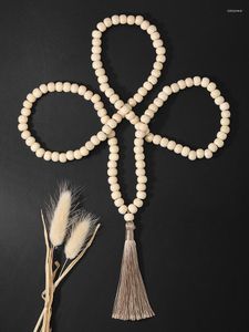 Collane con ciondolo OAIITE Collana di perline di legno di Boemia fatta a mano con lunga nappa da donna Lariat Christian Rosary Mala Yoga