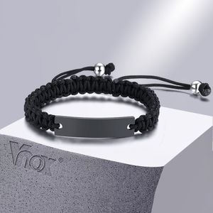 Vnox Casual Bracciali a catena in corda intrecciata da uomo con nome personalizzato Data Citazione iniziale Lunghezza incisione personalizzata regolabile