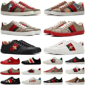 Men Women Casual Shoes Perforated Interlocking Snake Chaussures Leather Sneakers Ace Bee Embroidery Stripes Walking mens Sports Trainers shoes