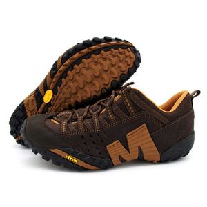 ハイキングフットウェアMasculinos Malha Caminhadas Couro Genuno Botas Montanha Esportes Ao Livre Durveis Trekking Anti-Slizamento P230511